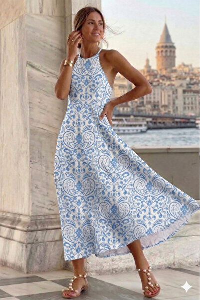 Modayakamoz New Season Women's Long Single Jersey Summer Dress with Open Shou...