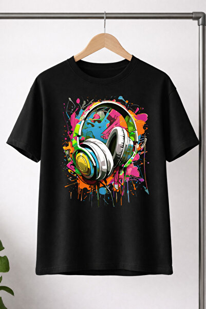 Arv T-shirt تي شيرت بتصميم سماعات الأذن الكبيرة والبسيطة