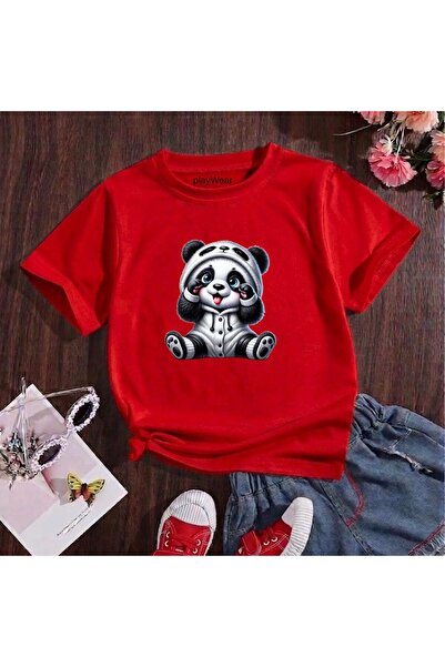 playwear Παιδικό unisex μπλουζάκι Giyisi Panda με στάμπα, 100% βαμβακερό, με ...