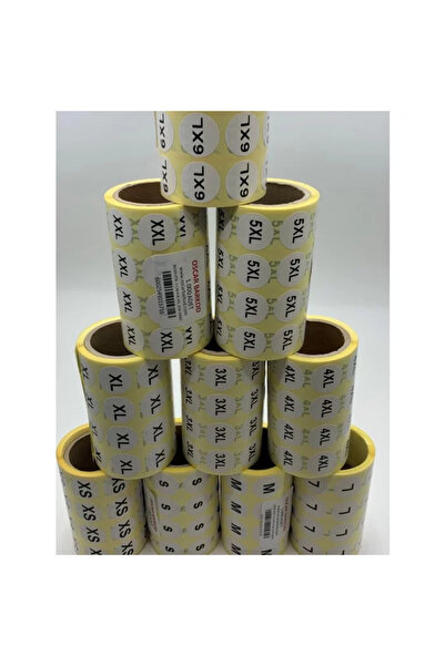 ofisturka BEDEN ETİKETİ 20 MM YUVARLAK BASKILI ( 3XL) 1000 Lİ SARIM