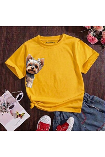 playwear Καφέ χρώμα Doge με στάμπα στο πλάι, 100% βαμβακερό, παιδικό unisex μ...