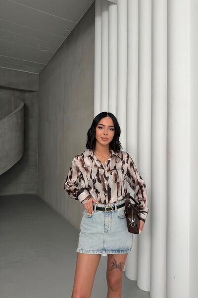 Hiccup MY FASHION Μακρυμάνικο πουκάμισο με αφηρημένο σχέδιο και κουμπιά