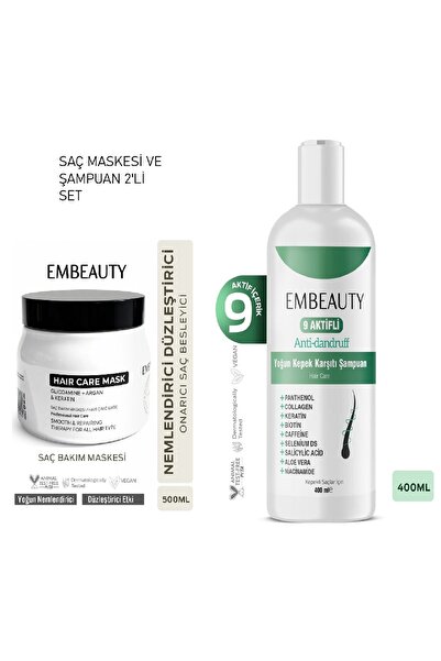 Embeauty 2'Lİ SET Kepek Ve Egzema Karşıtı 9 Aktifli Tuzsuz Sampuan-Saç Maskes...