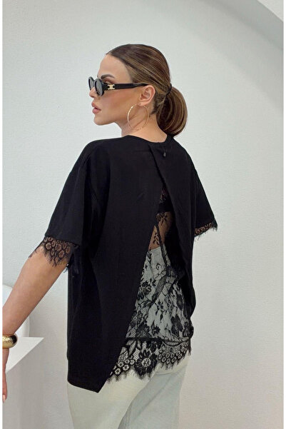 My Blog Μαύρο μπλουζάκι με δαντέλα στην πλάτη - 1073