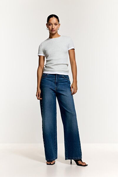 LEFTIES Zımba detaylı baggy jean