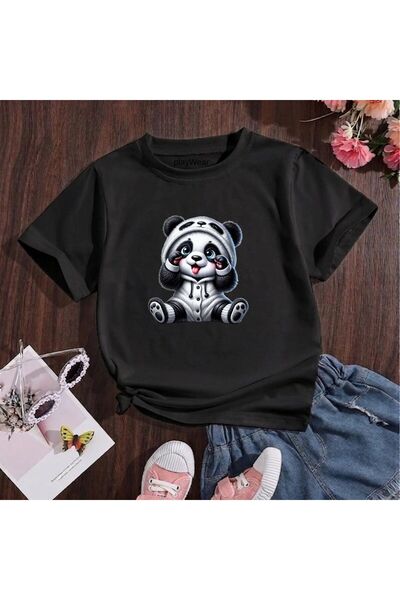 playwear Παιδικό unisex μπλουζάκι Giyisi Panda με στάμπα, 100% βαμβακερό, με ...