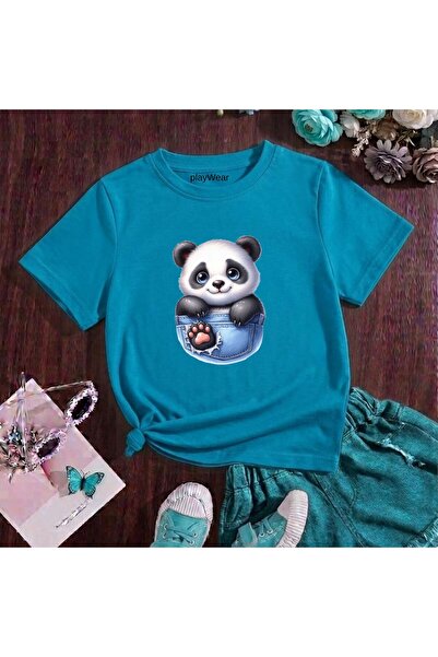 playwear Παιδικό unisex μπλουζάκι Panda με σχέδιο σκισμένης τσέπης, 100% βαμβ...