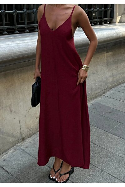 Les Séduisantes c.a. Λινό φόρεμα με ρυθμιζόμενο λουράκι και μακρύ γιακά Degaje