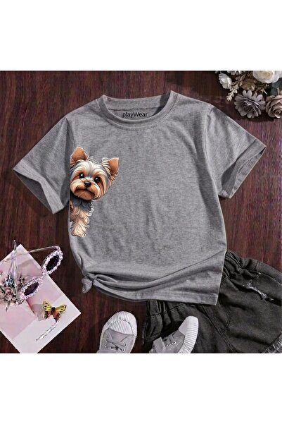 playwear Καφέ χρώμα Doge με στάμπα στο πλάι, 100% βαμβακερό, παιδικό unisex μ...