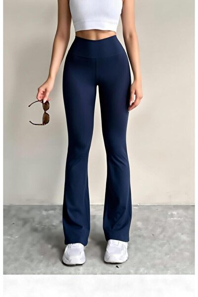 glanour Γυναικείο παντελόνι κολάν με ψηλή μέση και ισπανικό στυλ