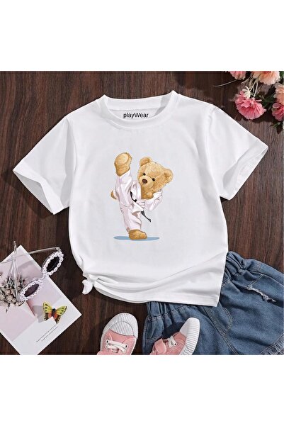playwear Παιδικό unisex μπλουζάκι Kareteci Bear με στάμπα, 100% βαμβακερό, με...