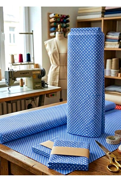 FELIX HOME Eni 240 cm Puantiyeli Nevresim ve Çarşaflık Kumaş (1 metre)