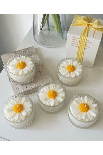 Veluna mum El Yapımı Küçük Camda Büyük Papatya Mum 🌸💫