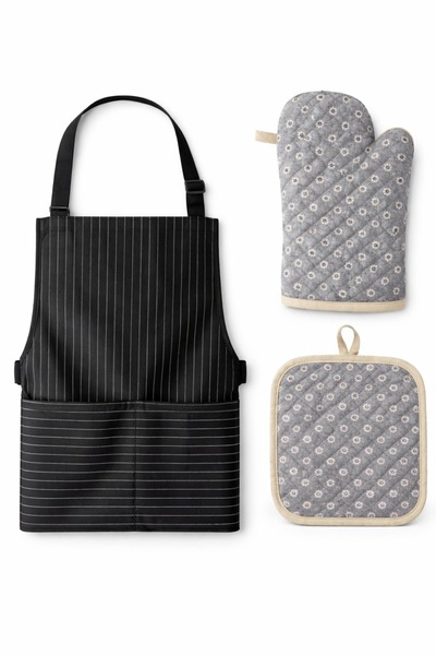 OEM Σετ κουζίνας 3 τεμαχίων – Ρυθμιζόμενη ποδιά 60x80 εκ. + Θερμοανθεκτικό γά...