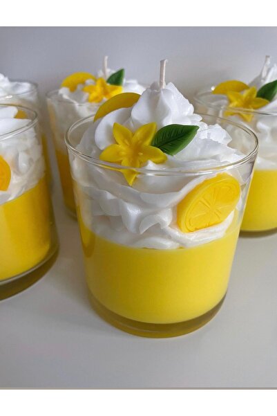 Veluna mum El Yapımı Limonlu Kremalı Bardak Tatlısı Mum 🍋💫