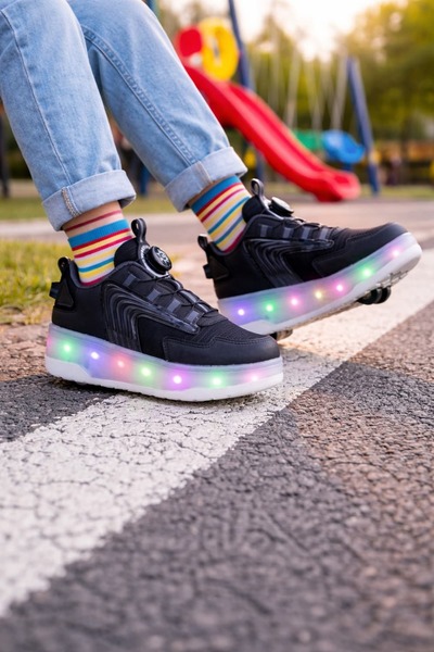 Ayakx Spor Patenli Tekerlekli Işıklı Çocuk Spor Sneakers Ortopedik Ayakkabı K...