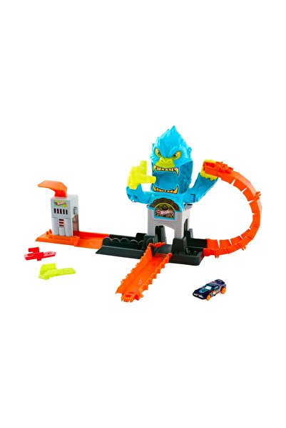 mattel Hot Wheels Πίστες Πόλης με Θηρία: Επίθεση Γορίλα με Σφυριχτήρι (JHL92)