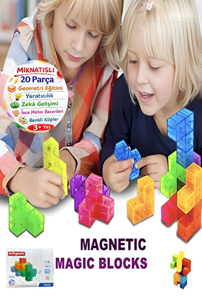 Hyd Manyetik Küp Yapı Blokları Mini Boy 2cm Boyutunda 20 Parça Stem Geometri ...