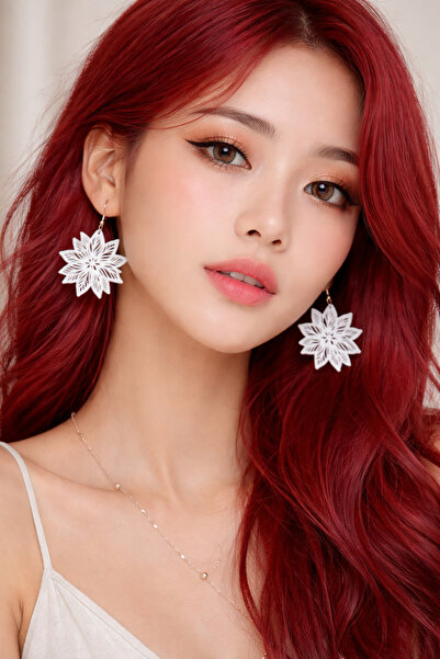 Tilekey Seramik 3D Printed Floral Figure Dangle Earrings – Lightweight, Styli...