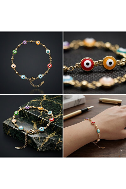 XUPING JEWELRY Renkli Nazar Boncuğu Xuping Ayarlanabilir Zincir Bileklik