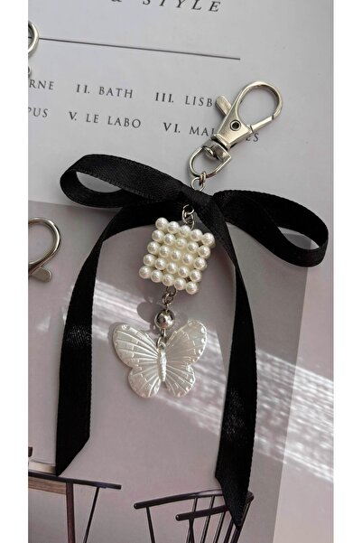 daligra Διακοσμητικό τσάντας, Φιόγκος Coquette, Πεταλούδα με Πέρλες, Μπρελόκ ...