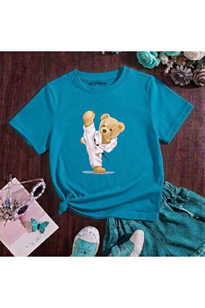 playwear Παιδικό unisex μπλουζάκι Kareteci Bear με στάμπα, 100% βαμβακερό, με...