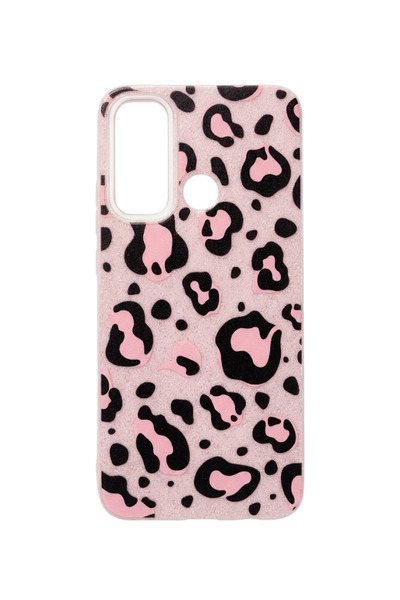 Realme 6I Leopard Pattern Glitter Phone Case Transparent Shock Absorbing Stylish Protection