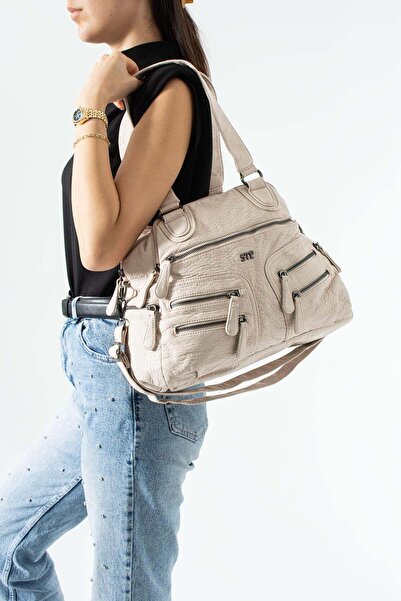 571 Collections Çanta Washed Leather Multi-Compartment, Shoulder and Arm Bag ...