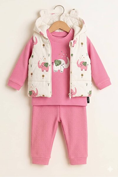 KapsülBebek Baby Girl 3-Piece Set with Vest