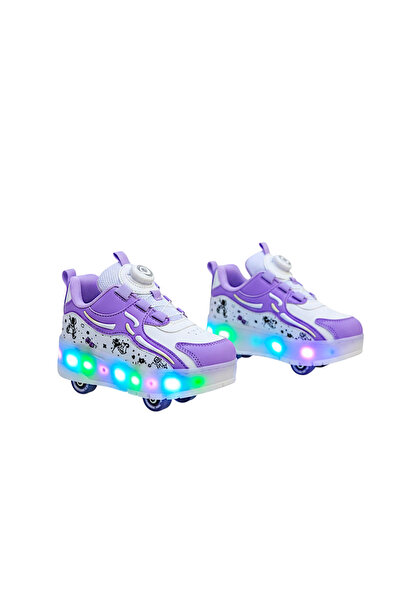 Ayselin Butik Patenli Ayakkabı 4 Tekerlekli LED Kaykay Sneaker Ortopedik Kaym...