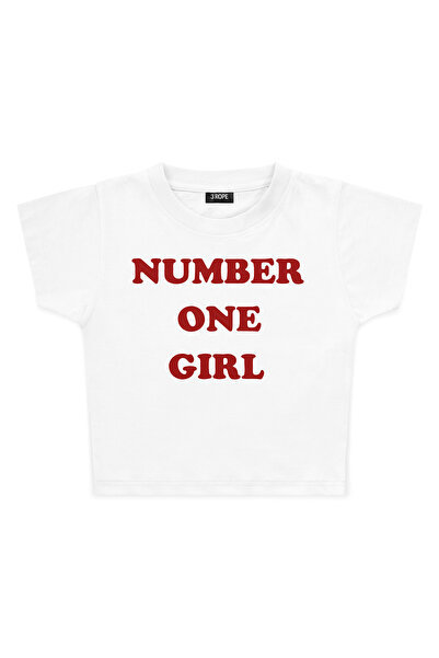 3 ROPE Μπλουζάκι Baby Tee με στάμπα Number One Girl