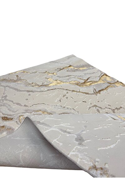 SELECT Μοντέρνο Μαρμάρινο Λευκόχρυσο Αντιολισθητικό Χαλί χωρίς οδοντωτό τελεί...