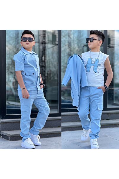 zavera for kids Αγορίστικο Λινό Καλοκαιρινό Σετ 3 τεμαχίων - Σακάκι - Παντελό...