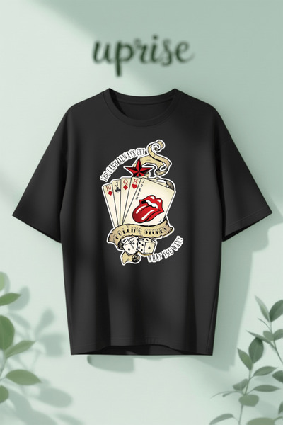 Vordevia Tricou oversize din bumbac cu imprimeu The Rolling Stones