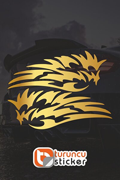 Turuncu Sticker ملصق طقم الأجنحة (يمين-يسار) مقاس 17x7 سم - ملصق للسيارة - ال...