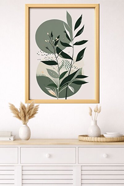 Dekor Premium Dekoratif Duvar Tablosu Modern Botanik Yaprak Desenli Minimalis...