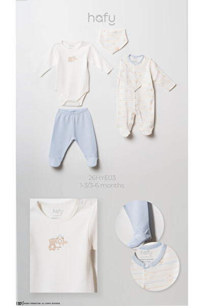 HAFY BABY 4-Piece Baby Set - Pants with Booties, Jumpsuit, Bodysuit and Bib Set