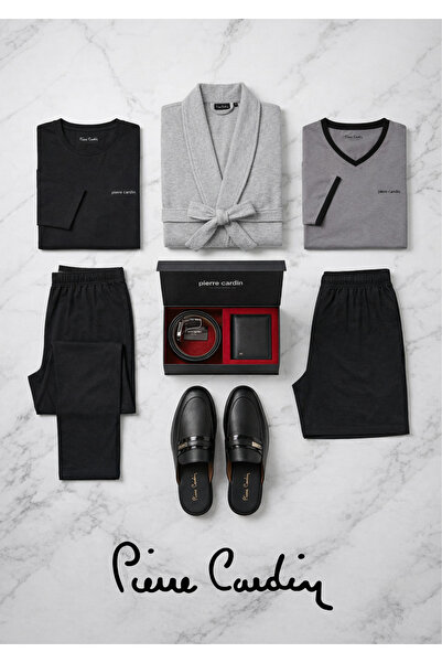 Pierre Cardin 5 Piece 100% Cotton Robdöşambr Pajama Set & Leather Slippers & ...