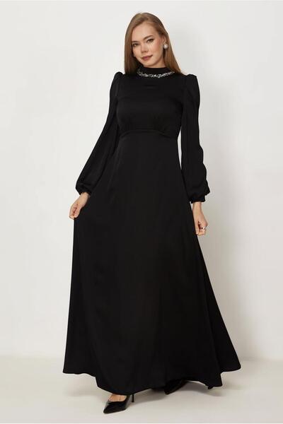 Alvina Stone Embroidered Satin Evening Dress 50559