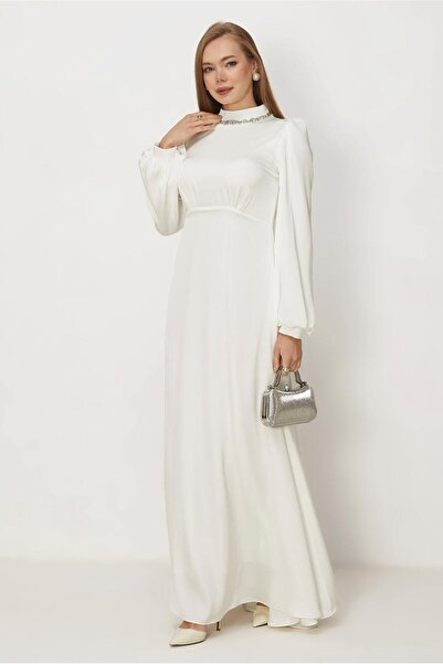 Alvina Stone Embroidered Satin Evening Dress 50559
