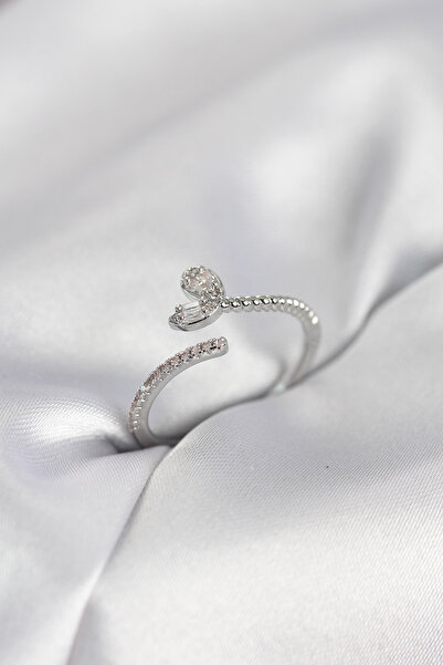 Nehir Stylish Silver Color Brass Tailed Heart Model Women's Ring Teachers Mot...