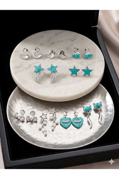 Papatya Silver 925 Ayar İtal Pırlanta Montürlü Rodaj Kaplama Küpe Çeşitleri S...
