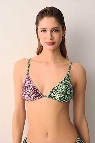 SUWEN Leopop Üçgen Bikini Üst
