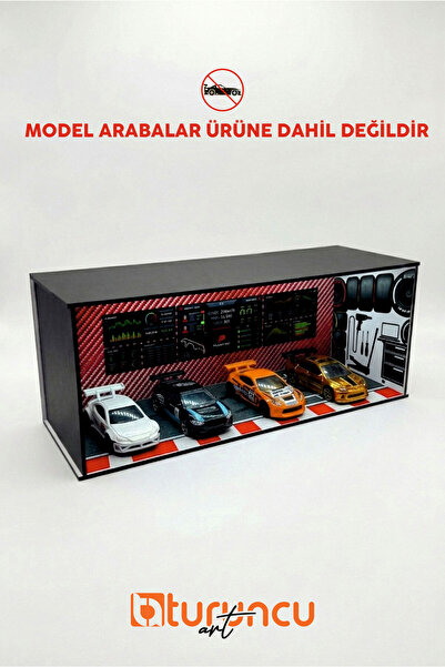 Turuncu Sticker F1 Diorama | Hotwheels 1/64 Ölçek LED Işıklı Garaj Maket | RG...