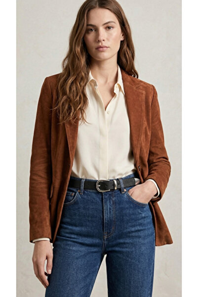 Pino44 3cm Genuine Leather Women's Belt with Nicel Buckle and End Detail