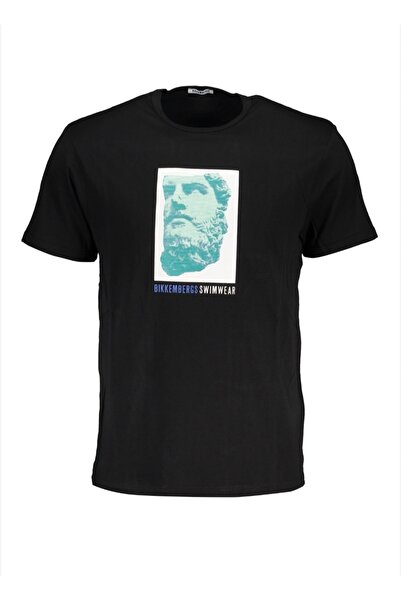 Bikkembergs Ανδρικό T-shirt, 100% βαμβάκι, Καλλιτεχνικό σχέδιο μαγιό, Μαύρο