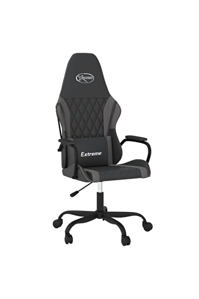 vidaxl Scaun de gaming de masaj, negru și gri, piele ecologică