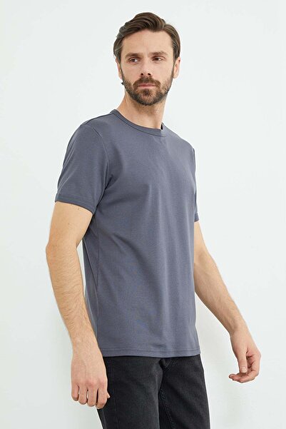 Fulla Moda Μπλουζάκι Basic Crew Neck Ribbed