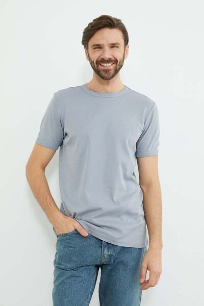 Fulla Moda Basic Crew Neck Ribbed T-Shirt