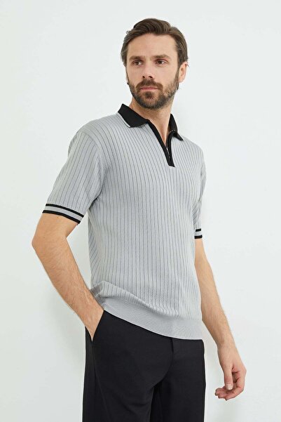 Fulla Moda Tricou din tricotaj cu jumătate de fermoar